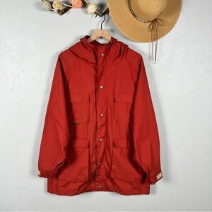 Woolrich Men's Vintage Chore Jacket Hood Dark Red Large